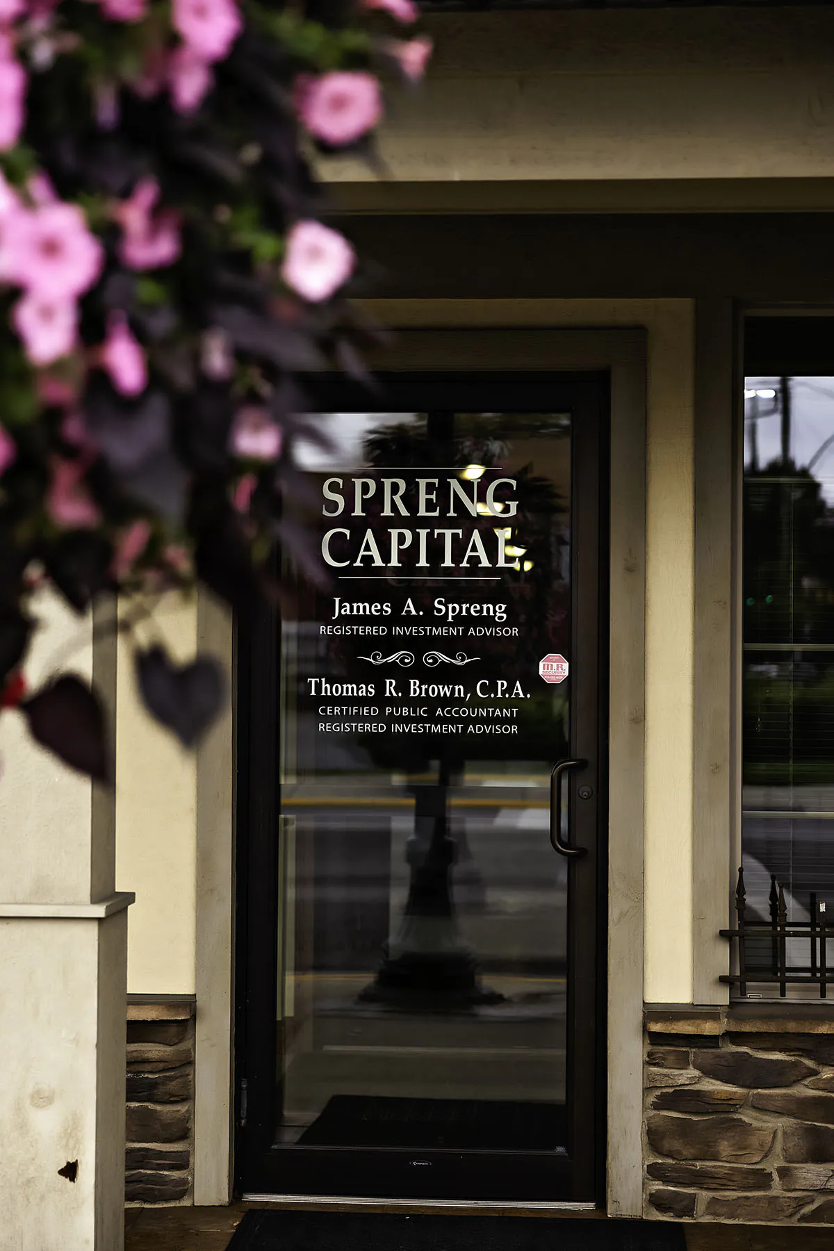 Spreng Capital office front door, located in Bucyrus, Ohio.